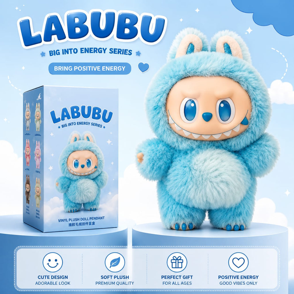 LABUBU Fluffy Plush Doll – Cute Soft Monster Toy